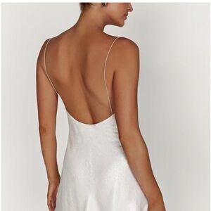 Meshki White Satin Backless Dress
